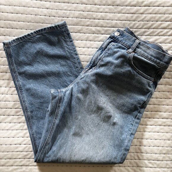 American Eagle AE Ex-Boyfriend High Rise Jeans Sz 10 Short Light Wash Strigid De - Picture 9 of 9